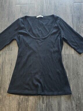 Reformation Jeans Stretch Knit Scoop Neck Top Size L